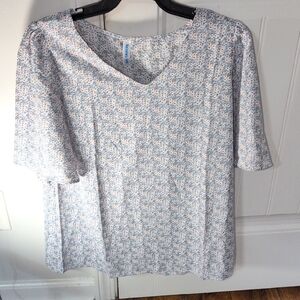 Elegant Blue and White Blouse